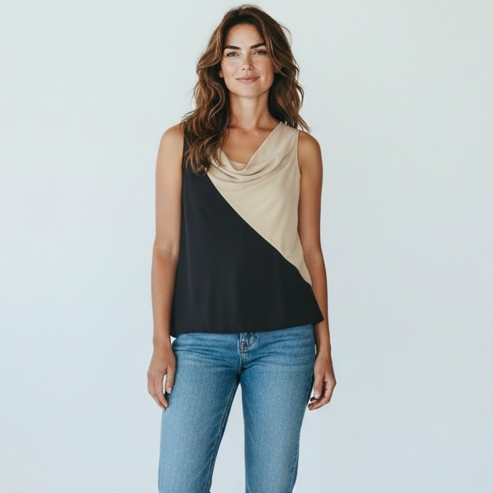 The Limited Colorblock Drape Neck Sleeveless Top‎ Size XS
